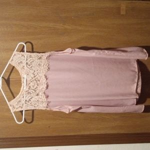 Pink And Lace Button Back Tank Lightweight Sweet